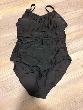 One piece bathing suit XL black new in bag